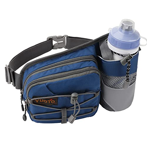 Waist Pack with Water Bottle Holder for Running Walking Hiking Fanny Pack - color: Blue