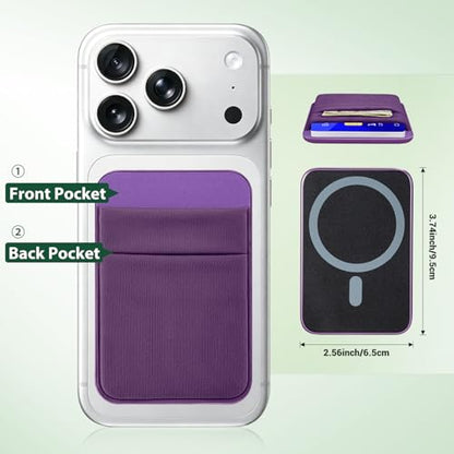 takyu Wallet Compatible with Magsafe, Stretchy Cloth Fabric 2600Gs Secure Magnetic Strength Minimalist Wallet Phone Credit Card Holder Compatible with iPhone 17 16 15 14 13 12 Series Purple - color: Purple