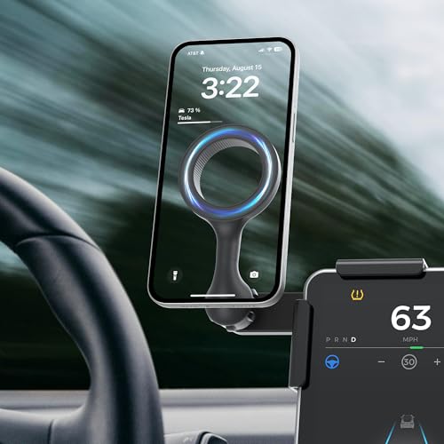 CYBERGUYS! Magnetic Phone Mount for Tesla Monitor - Tesla Model 3/Y X/S (2022) Accessories for All Cell Phones - Strong Magnetic Hold Tesla Phone Mount - Tesla Phone Holder Mag Safe Compatible - Black