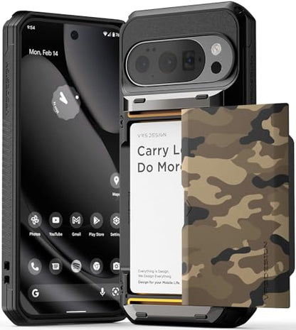 VRS DESIGN Damda Glide Pro for Pixel 10 / Pixel 10 Pro (2025) – Rugged Wallet Case with Sturdy Semi Auto Card Holder [4 Cards] Protective Phone Cover (Brave Khaki) - color: Brave Khaki, size: Pixel 10 / Pixel 10 Pro