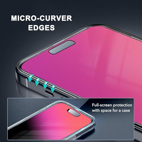 2 PACK Compatible with iPhone 14 Pro Max Privacy Screen Protector 25 Degree Anti Spy Tempered Glass Easy Installation Frame Gradient colorful anti Blue light eye protection Bubble Free Case