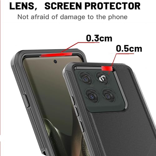 for Moto Edge 2025 Phone Case 3 in 1 Shockproof TPU Hard PC Bumper Drop-Proof Shell Black - color: Black