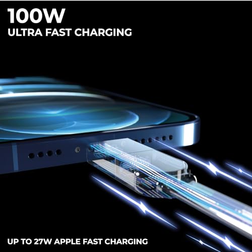 Rolling Square inCharge X - USB C Charger Cable, Lightning Cable for Smartphone, Universal Cable Charger 6 in 1, USB Plug, Black, 100W - color: Black