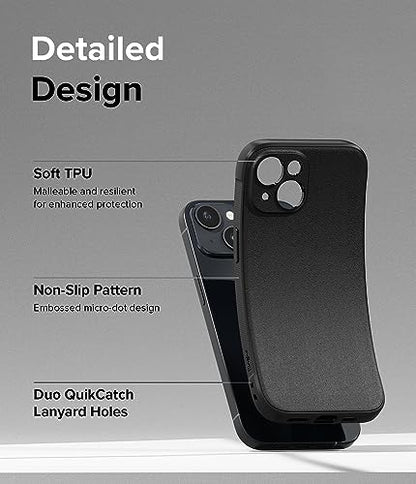 Ringke Onyx for iPhone 15 Plus Case, [Feels Good in The Hand] Oil & Dirt Resistant, Individual Lens Covers for Cameras, Non-Slip Enhanced Grip Lightweight Cover - Black | Anti-Fingerprint Texture, Slim & Lightweight, Full-Coverage Camera Protection, Non-S