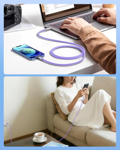Hichain for iPhone Charger USB A to Lightning Cable Purple 2P / 4 FT - color: Purple, size: 2 Pack / 4 FT