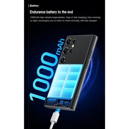 Yoidesu S23 Pro Smartphone, 3in 3D Glass Super Small Cell Phone, Dual SIM 2GB 16GB ROM for Android 8.1 Ultra Thin Mobile Phone, 1000mAh The World's Smallest Backup Phone - color: Black