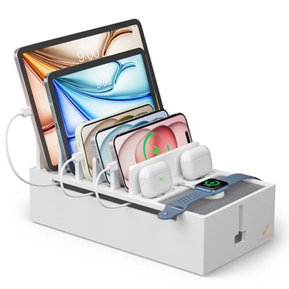 Pezin & Hulin Charger Station Organizer, No Power Charging Supply-White - color: White