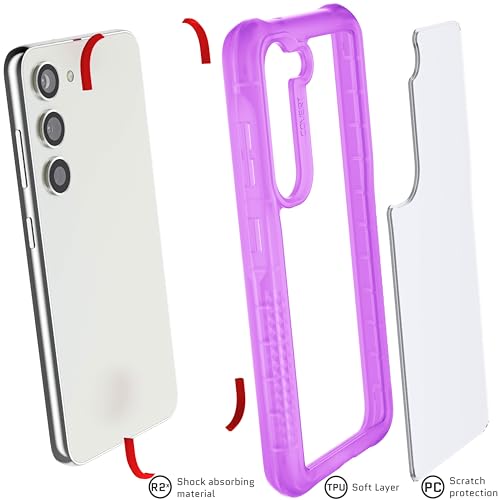 Ghostek Covert Clear Galaxy S23 Phone Case with Military Grade Shockproof Protection, Non-Slip Grip, Protective Silicone Cover Designed for 2023 Samsung S23 (6.1") (Purple) - color: Purple [Limited], size: Galaxy S23