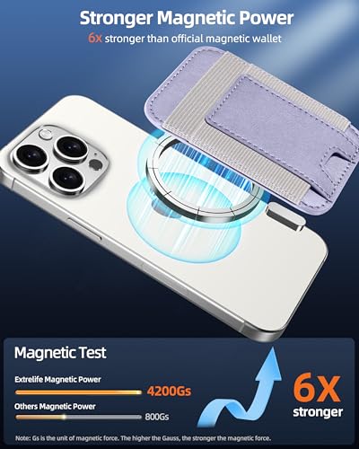 Upgraded for Magsafe Wallet, 7 Card Holder, RFID Blocking, Strongest Magnet | Magnetic Wallet for iPhone 17/16/15/14/13/12 Series, for iPhone Magsafe Wallet with 2 Card Slots, Vegan Leather, Light Purple - color: Light Purple-Upgraded