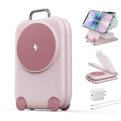 Mukiya PaktVault Traveling Fast Wireless Charging Station for iPhone Duo - color: Pink
