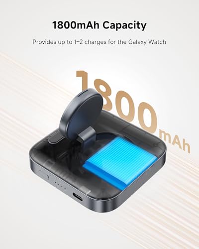 Portable Charger for Samsung Watch 8/Ultra/7/6, 1800mAh Charger for Travel - color: Tech Grey