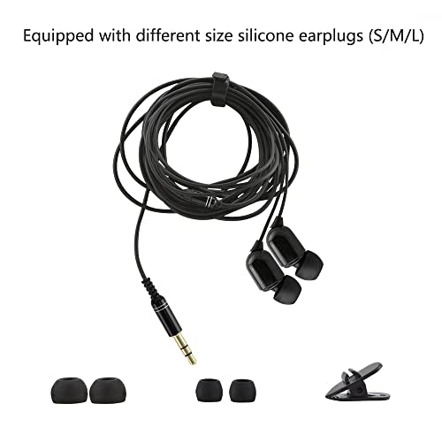 YOCUNKER 3.5mm Wired Earphone, in-Ear Earbuds, High Sound Quality, 3 Meter Length Cord, Lightweight, Smartphone/Tablet/Laptop/TV Earphones, Watch TV from a Distance, No Microphone(Black) - color: Black