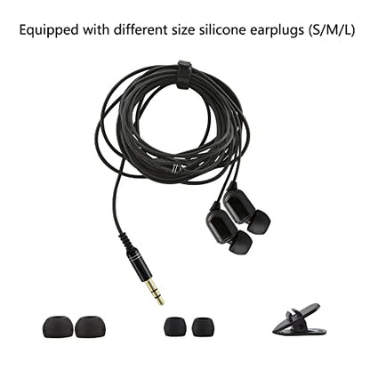 YOCUNKER 3.5mm Wired Earphone, in-Ear Earbuds, High Sound Quality, 3 Meter Length Cord, Lightweight, Smartphone/Tablet/Laptop/TV Earphones, Watch TV from a Distance, No Microphone(Black) - color: Black