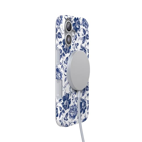 Casely iPhone 17 Case | Rose to Fame | Blue & White Floral | Compatible with MagSafe | Classic Ultra Slim Design - color: Rose to Fame | Blue & White Floral