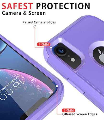 Diverbox for iPhone Xr Case [Shockproof] [Dropproof] [Dust-Proof],Heavy Duty Protection Phone Case Cover for Apple iPhone XR (Purple) - color: Purple-3in1