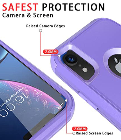 Diverbox for iPhone Xr Case [Shockproof] [Dropproof] [Dust-Proof],Heavy Duty Protection Phone Case Cover for Apple iPhone XR (Purple) - color: Purple-3in1