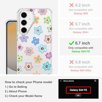 MOSNOVO Case for Samsung Galaxy S24 FE, [Buffertech 6.6ft Military-Grade Drop Protection] [Anti Peel Off Tech] Clear TPU Bumper Phone Case Cover Design - Groovy Flower - color: Clear - Groovy Flower, size: Samsung Galaxy S24 FE
