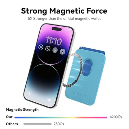 Magnetic Wallet Cell Phone Card Holder for Phone Case with Mag-Safe | Stronger Magnetic RFID Leather Phone Wallet Stick on Series of iPhone 17/16/15/14/13/12 and Pro/Promax, Lightblue - color: Light Blue, size: 1 Pack