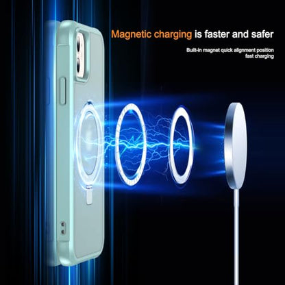 CHAOFEnG Magnetic Compatible with iPhone 12/12 Pro Case with Stand [Military Grade Drop Tested][Compatible with Magnet] Ring Translucent Slim Hard Back Soft Edge, Teal Green - color: Teal Green, size: iPhone 12 & iPhone12 Pro