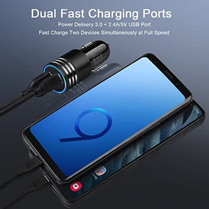 30W USB Type C+USB Car Charger Adapter Plug Fast Charging Compatible for Moto Edge 5G UW/One 5G UW ace/G Power/G Stylus/G Play, Samsung Galaxy A16/A15/A14/A13/A12/A11/A23/A24/A33/A34/A54/A53/S24/S23