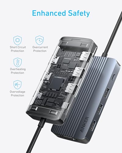 Anker USB-C Hub, 8-in-1 Multiport Ethernet Adapter with 4K@60Hz HDMI Port - style: 8-in-1 【2 HDMI+1 VGA】