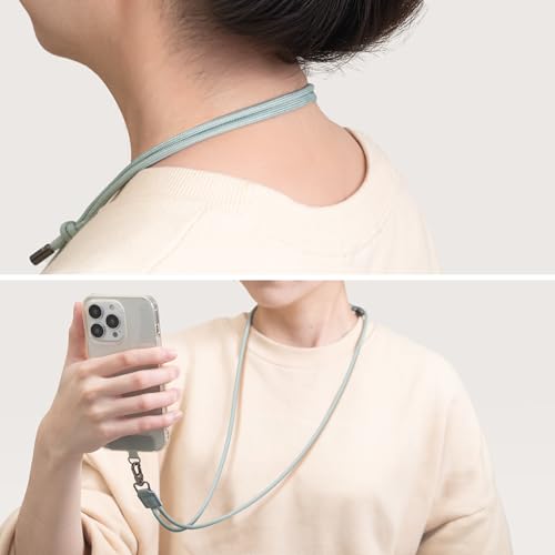EKAX 2 Pack Crossbody & Neck Phone Strap, Customizable Neck Strap with 0.5mm Removable Phone Tab, Hands-Free Holder for Phones, Earphones, Badges & Keys (Midnight Blue+Khaki Grey) - color: Midnight Blue+khaki Grey