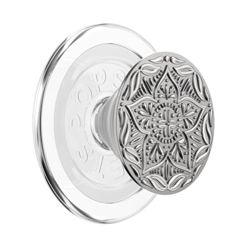 PopSockets Phone Grip for MagSafe, Magnetic Holder- Mandala Silver - color: Mandala, style: MagSafe