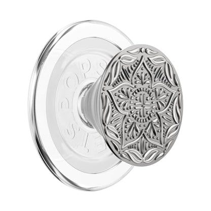 PopSockets Phone Grip for MagSafe, Magnetic Holder- Mandala Silver - color: Mandala, style: MagSafe