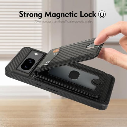 SkyEagle Compatible Magsafe 2 in 1 Detachable Google Pixel 8 Wallet Case with Card Holder Women Men,Magnetic PU Leather RFID Blocking Flip Kickstand Credit Slots,Phone Case for Pixel 8 6.2",Black - color: Carbon Black, size: Google Pixel 8 - 6.2"
