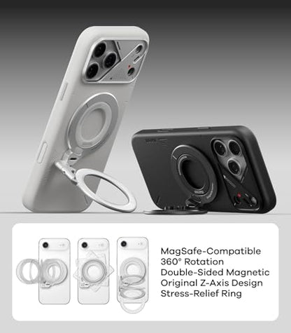 Aulumu G09 Magnetic Ring Grip | Omnidirectional Rotation | MagSafe Compatible | Aluminium Alloy Construction | Stable Dual-Sided Magnetic Attachment | Includes Handle Ring Phone Stand- Silver - color: Silver