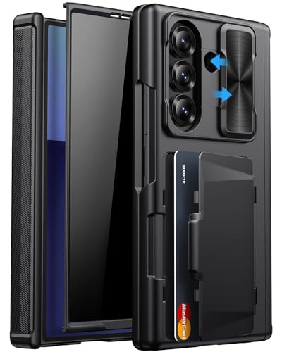 for Samsung Galaxy Z Fold 7 Wallet Case with Card Holder, Black - color: Black-Y