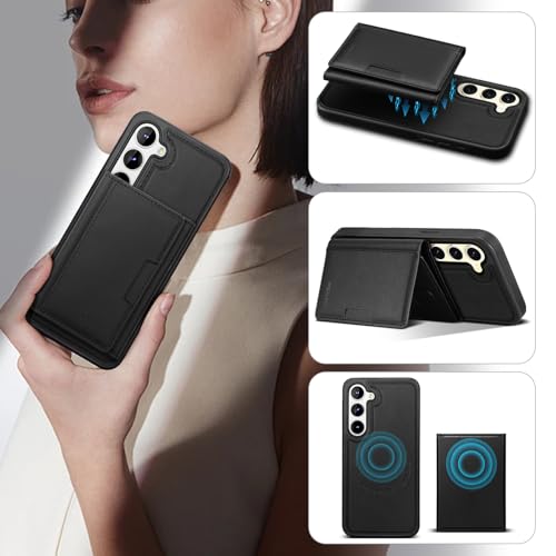 for Samsung Galaxy S23 Wallet Case, 2-in-1 Detachable Magnetic Wallet Case, Card Holder RFID Blocking, Fashionable Faux Leather Card Slot & Folding Design (Black) - color: Black, size: Samsung Galaxy S23