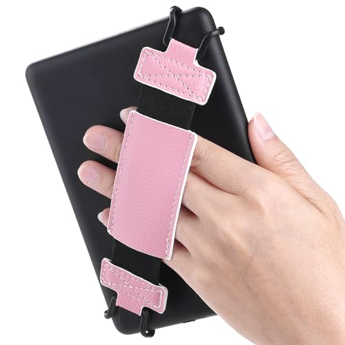 Secure Hand Strap for Kindle and Tablet - High Elasticity Finger Grip Holder Accessories for 6-8 Inches E-Book Tablet - color: Pink