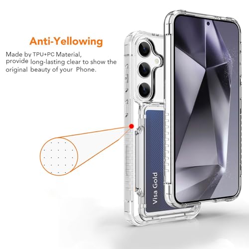 Wallet Case for Samsung Galaxy S24 with 3 Credit Card Holder Slot | Shockproof Hybrid Heavy Duty Protection Clear Phone Cover Compatible with Galaxy S24 (Clear) - color: Clear, size: Samsung Galaxy S24