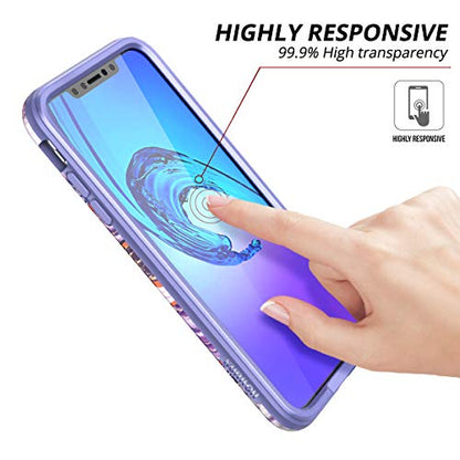 SURITCH Case for iPhone Xs Max,[Built-in Screen Protector] Hybrid Full-Body Protection Dual Layer Soft Silicone Shockproof Bumper Lavender Protective Cover for iPhone Xs max 6.5"(Purple Marble)