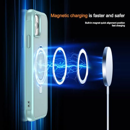 CHAOFEnG Magnetic Compatible with iPhone 11 Pro Max Case with Stand [Military Grade Drop Tested][Compatible with Magnet] Ring Translucent Slim Hard Back Soft Edge, Teal Green - color: Teal Green, size: iPhone 11 Pro Max