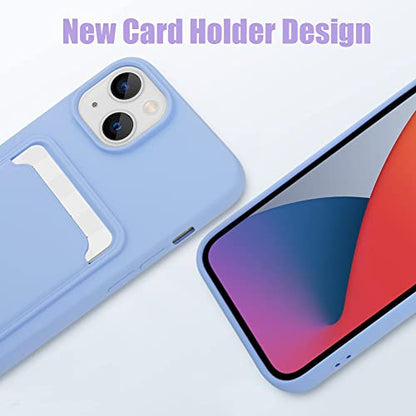 MZELQ Compatible with iPhone 14 Case Card Holder -Purple | Wallet Cover,Camera Protection + Screen Protector Soft Card Slot Phone Case - color: Purple, size: iPhone 14