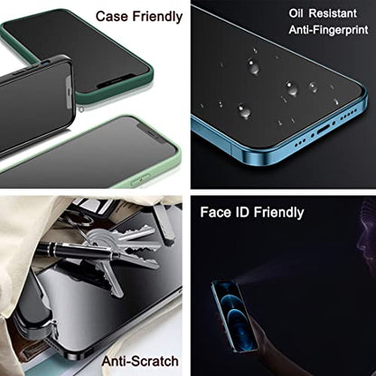 2 Pack Compatible with iPhone 12 Pro Max 6.7" Matte Privacy Screen Protector, Anti-Glare Anti-Spy Scratch Resistant Tempered Glass Film, Anti-Shatter, Rounded Edge Full Coverage