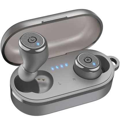 TOZO T10 Wireless Earbuds Powerful Bass Stereo Wireless Charging, APP, IPX8 - color: Matte Gray