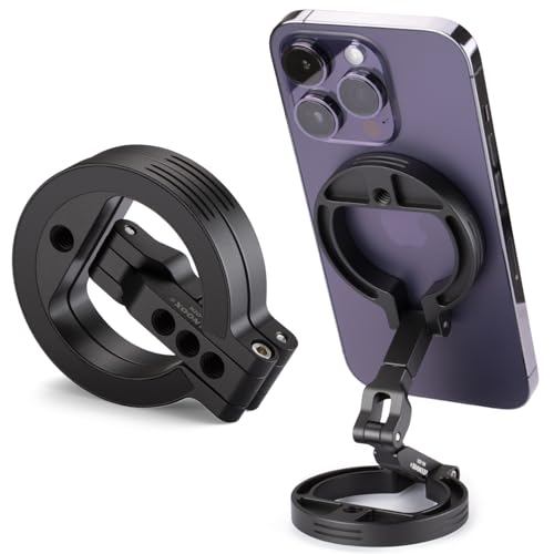 Double Magnetic Ring Phone Holder – Attach to Any Iron Surface | 1/4" Screw Hole | Compatible with iPhone 17/16/15/14/13/12 Pro Max Series & Magnetic Cases (MS-02R)