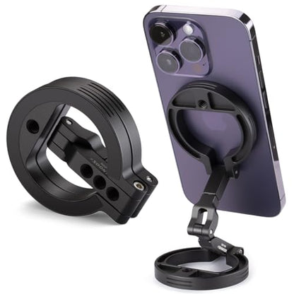 Double Magnetic Ring Phone Holder – Attach to Any Iron Surface | 1/4" Screw Hole | Compatible with iPhone 17/16/15/14/13/12 Pro Max Series & Magnetic Cases (MS-02R)