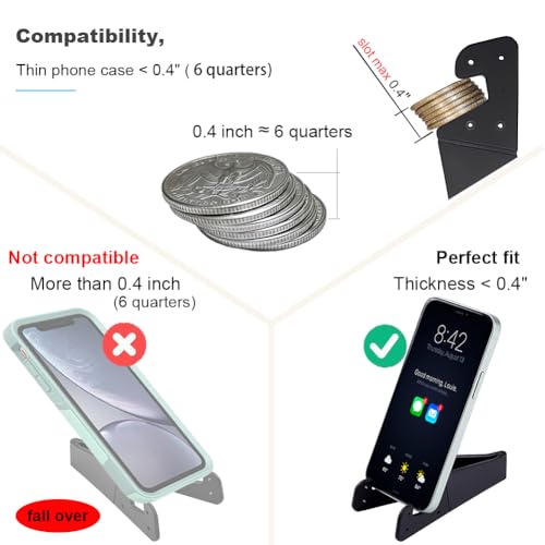 Kemoxan 8 Pack Portable Cell Phone Stand for Desk, Colourful Pocket Smartphone Kickstand, V Small Phone Travel Mount 【0.4" Slot Width】 Compatible with Universal iPhone IPads Android Kindle - color: 8 pack