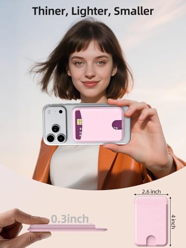Miroddi for MagSafe Wallet, 4 Cards Holder, Stronger Magnetic Phone Wallet - color: Light Pink