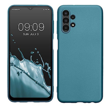 kwmobile Case Compatible with Samsung Galaxy A13 4G Case - Soft Slim Metallic TPU Silicone Cover - Metallic Caribbean Blue - color: Metallic Caribbean Blue, size: Galaxy A13 4G