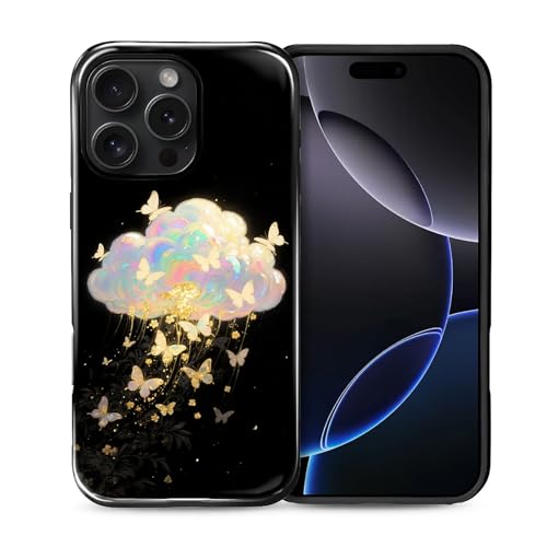 Case for iPhone 16 Pro Max, Shockproof Hybrid Protective Phone Case, Dual-Layer Drop Protection Anti-Scratch, Butterfly Cloud - color: Butterfly Cloud, size: iPhone 16 Pro Max