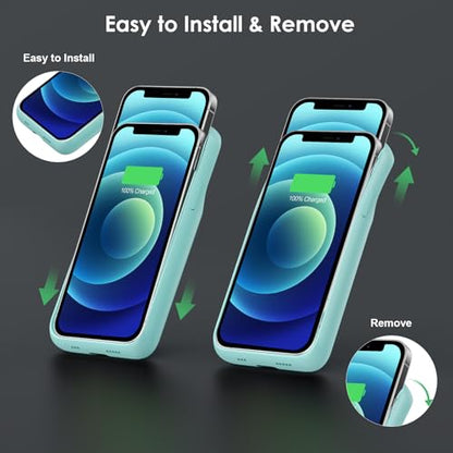 Battery Case for iPhone 12/12 Pro,[2025 Upgraded] 10800mAh Ultra-Slim Portable Extended Charger Case Cover for iPhone 12/12 Pro Charging Case (6.1 Inch)-Green - color: Green
