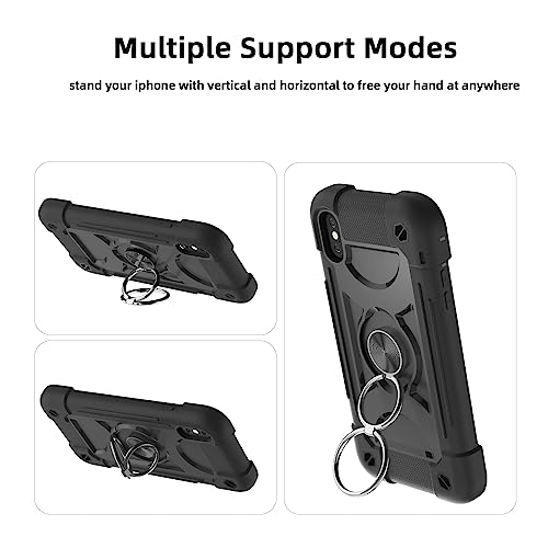 MARKILL Compatible with iPhone Xs Max Case 6.5 Inch with Ring Stand, Heavy-Duty Military Grade Shockproof Phone Cover with for iPhone Xs Max. Black - color: Black, size: iPhone XS Max 6.5"