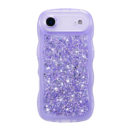 ZTOFERA for iPhone Air Case 6.5", Cute Curly Wavy Design with Glitter Sequins,Luxury Aesthetic Bling Sparkly Shockproof Protective Phone Case for iPhone Air-Glitter Purple - color: Glitter Purple, size: for iPhone Air 6.5"