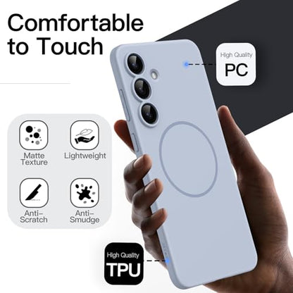 JETech Magnetic Slim Case for Samsung Galaxy S25 FE, Icyblue | Compatible with MagSafe, Full Camera Lens Protection, Ultra-Thin Lightweight, Matte Finish Phone Cover - color: Icyblue, size: Galaxy S25 FE
