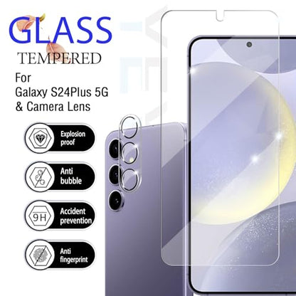 Galaxy S24 Plus Screen Protector + Camera Lens Protector, [2 +2 Pack] [Ultrasonic Fingerprint Unlock] Full Coverage Tempered Glass Screen Protector For Samsung Galaxy S24 Plus - size: Galaxy S24 Plus